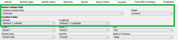 location tab - lat long alt setup