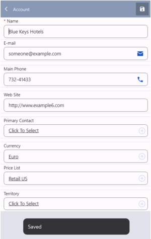 message informing about completing a user action