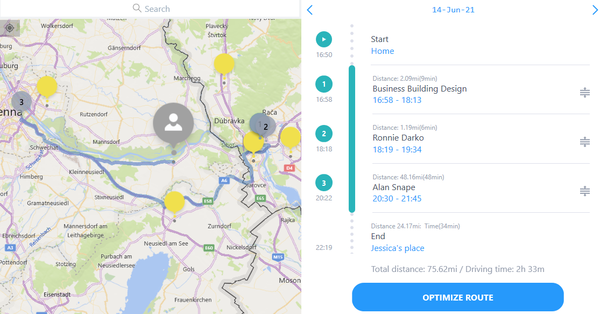 Route plan: route optimization