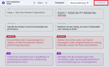 Gudides AI tools: AI translated guide step