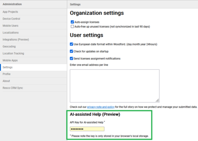 enter chatgpt api key in Woodford settings