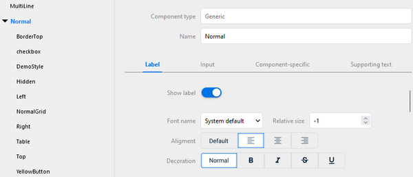 form styles - tabbed user interface