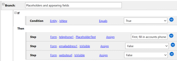 On Change: Placeholders and appearing fields example part 1(On Load)