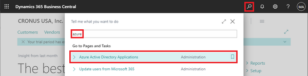 Register Resco application in Business Central step 1