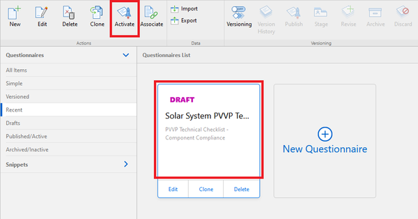 Resco Inspections: activate template