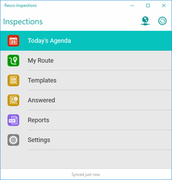 Resco Inspections mobile app - home screen