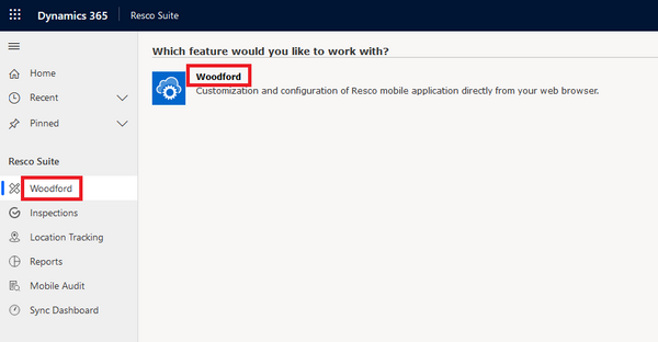 Resco Inspections on Dynamics 365: New app project: Woodford