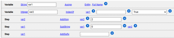 row script that stores a substring of full name in a variable.