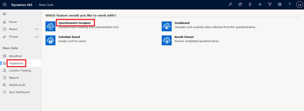 Resco Inspections on Dynamics 365: Questionnaire Designer: