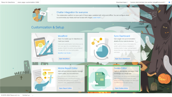Launch Guides library from the Resco for Salesforce landing page