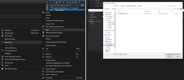 Creating a plug-in assembly: Add reference to dll
