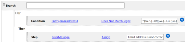 On Save: Email field validation on the view rule example