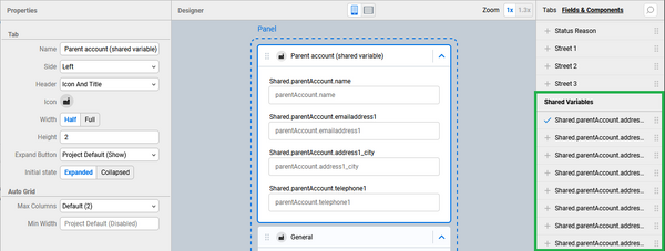 shared variable fields are now available on form