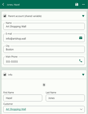 parent account via shared variables