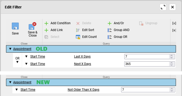 New rules operator Not older than x days