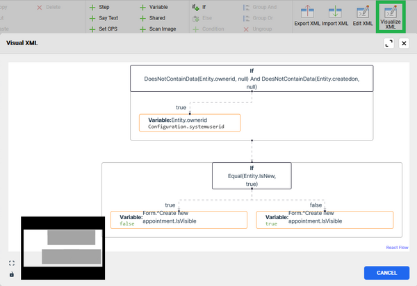 visualize XML rules in the editor