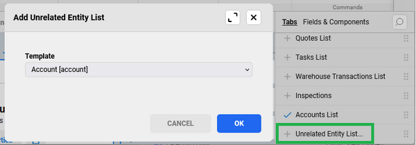 add unrelated entity list to form