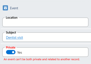 Supporting text replaced by error message