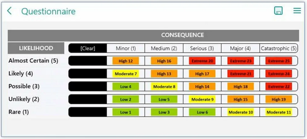QD examples: Risk matrix in questionnaires