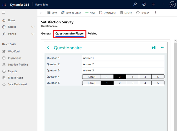 Resco Inspections on Dynamics 365: Questionnaire Player (alternative access) 2