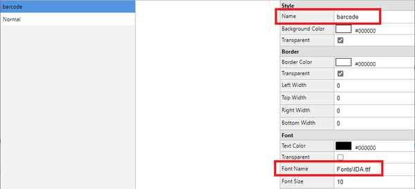 Report designer examples: Custom fonts 2 (Create a new style using the font)