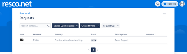 Support portal requests (list)
