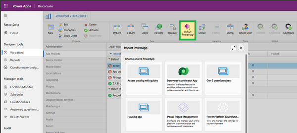 import power apps to woodford