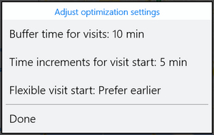 Route plan: adjust optimization settings