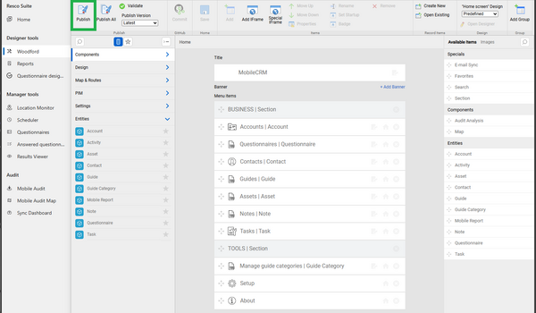 publish the app project