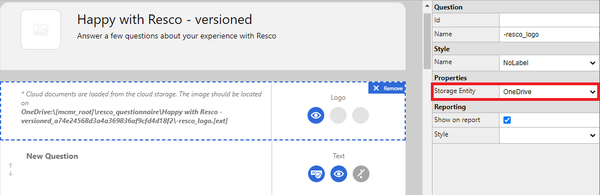 Cloud storage for questionnaire images:Storage entity for questionnaire images