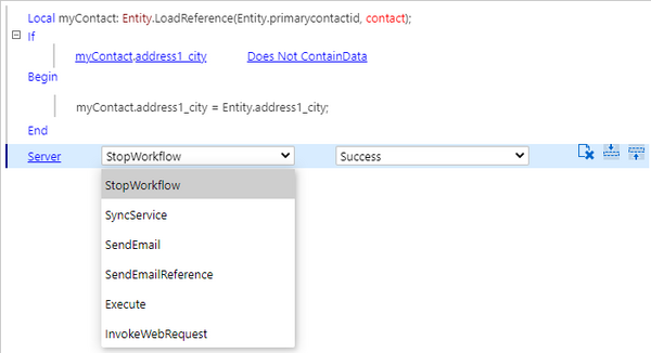 Editing a Resco Cloud server process rule in the Admin Console
