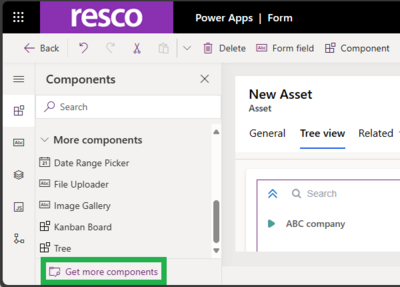 components pane in Power Apps