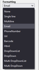 single line of text formatting options