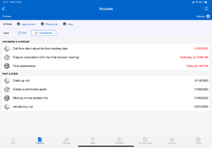 example of timeline in Resco mobile apps - condensed view