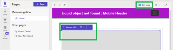 insert iframe to power page
