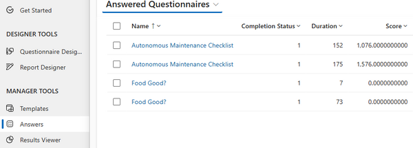 answered questionnaires