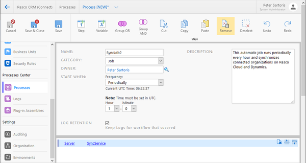 Resco CRM: Configuring periodic sync (create a new job)