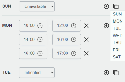 how to use the working hours editor in the app