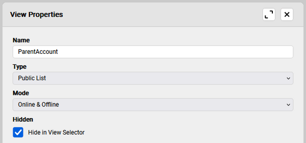 create view and hide it in view selector