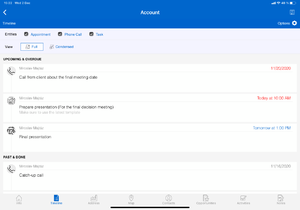 example of timeline in Resco mobile apps - full view