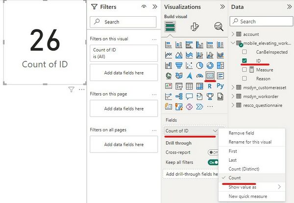 Questionnaire visualization in Power BI:Count the number of questionnaires