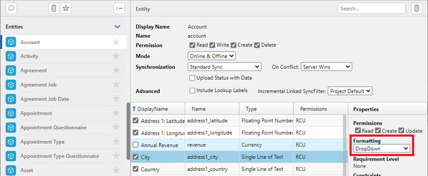 Localization examples: Drop-down options for text input fields: Set the format of the text field
