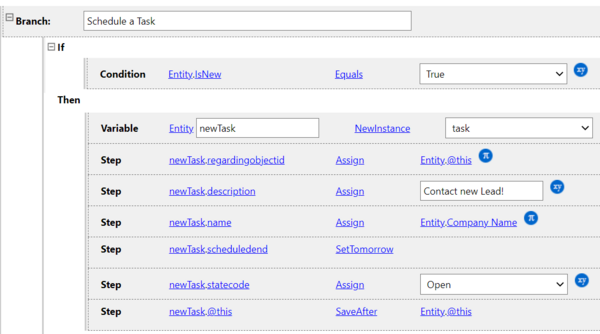 On Save: Automatically schedule a task while saving a new lead rule example