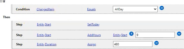Allday button rule timesheet entry example