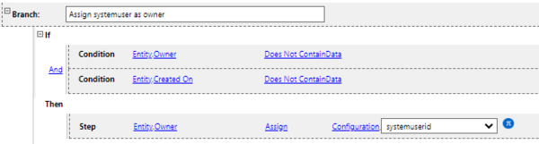 On Load: Assign systemuser as owner rule example