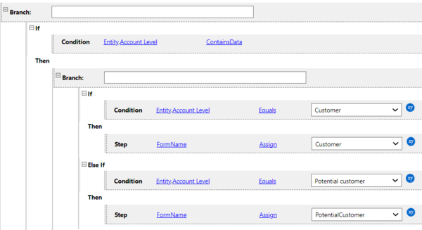 select form example: rule that applies the correct form