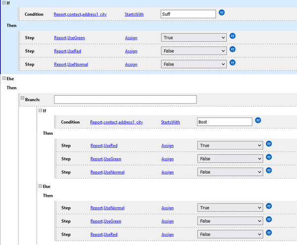 Report designer examples: Conditional formatting with more than two style 3 (Rule that controls which colors to use)