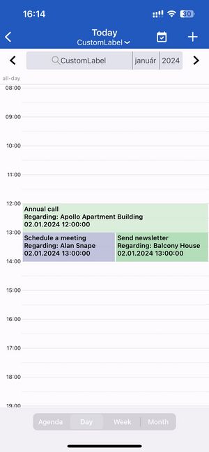 Custom label for Calendar activities: in-app result step 4