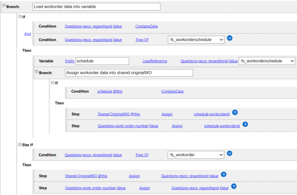 On Load: Populate the questions with data from regarding lookup entity 3 rule example (root question group rule)