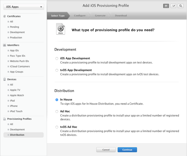 Apple enterprise deployment - provisioning profile